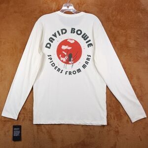 CHASER Shirt Mens Medium Cream Pullover Crew DAVID BOWIE SPIDERS FROM MARS